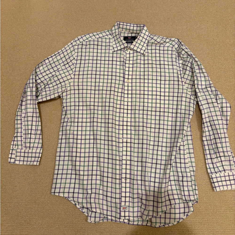Vineyard Vines Men's Plaid Shirt - Blue and White
